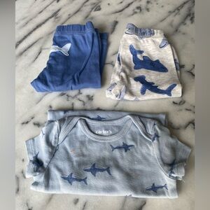 Carter's Blue Shark Print Baby Set Bundle